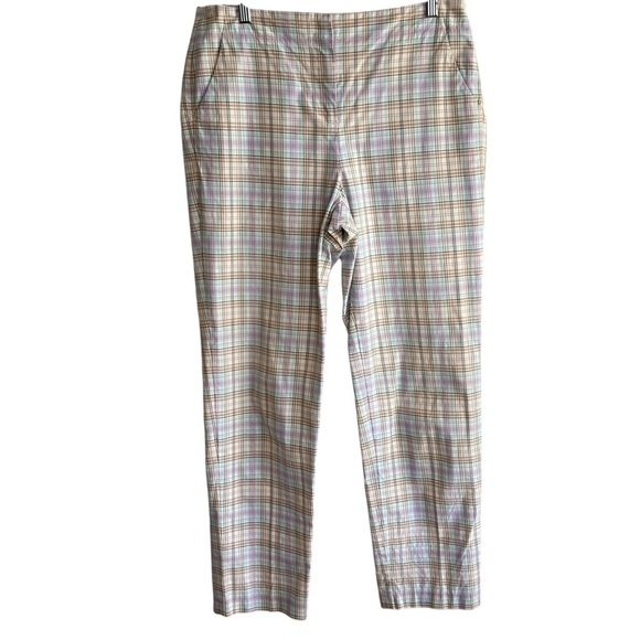 Talbots Crop Pants Stretch Multicolor Plaid Women's Size 8 Made in Hong Kong - Picture 1 of 13